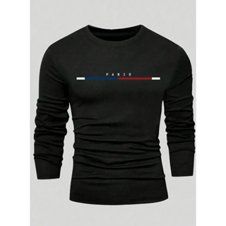 Camiseta Masculina Paris Manga Longa Listra Algodão em Oferta na Shopee