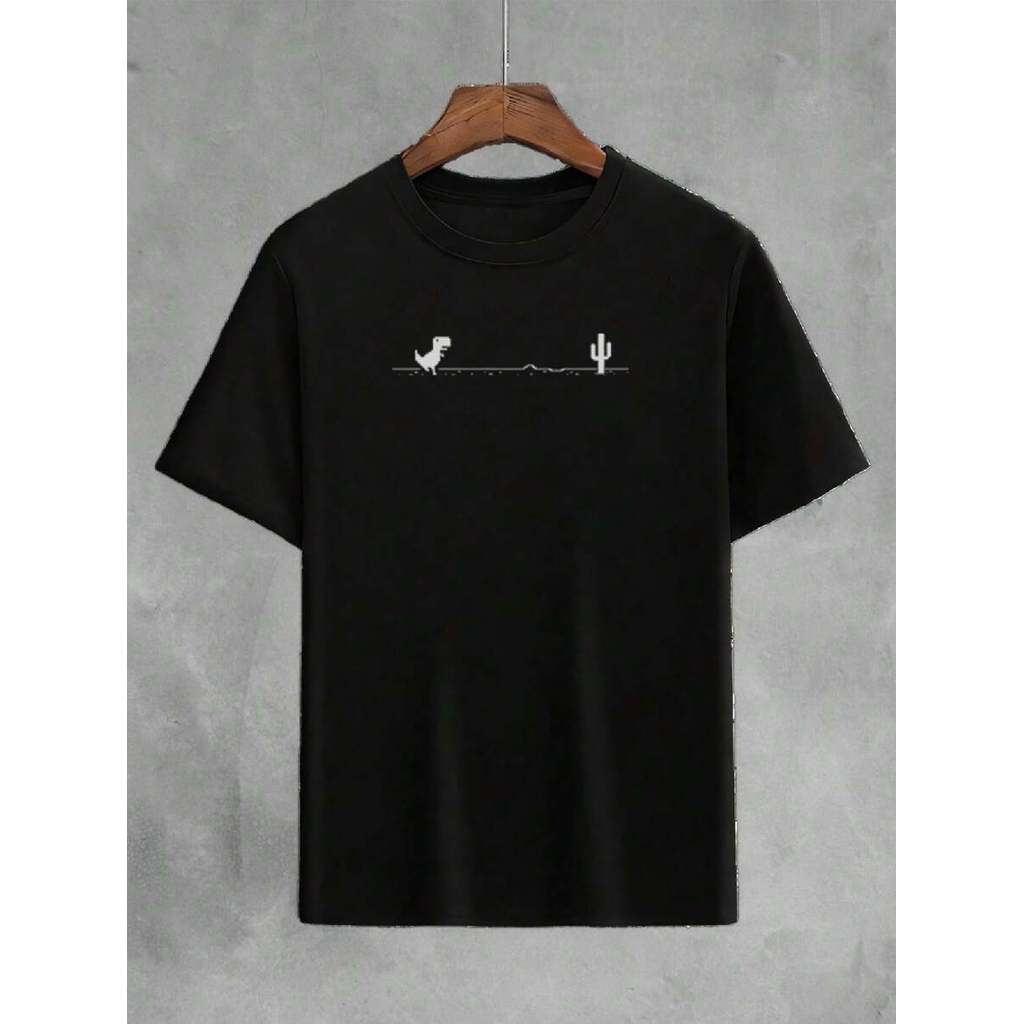 Camiseta Masculina Estampada Dinossauro Engraçado Unissex Algodão
