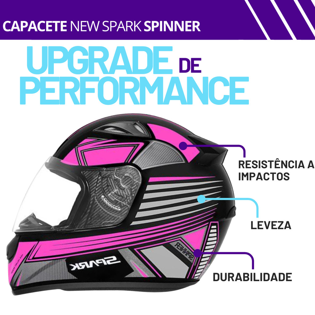 Capacete Ebf New Spark Spinner Moto Fechado Esportivo Masculino Feminino — imagem 2 de 2