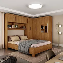 Guarda Roupa Casal Modulado 5p Portas com Cama Hercules