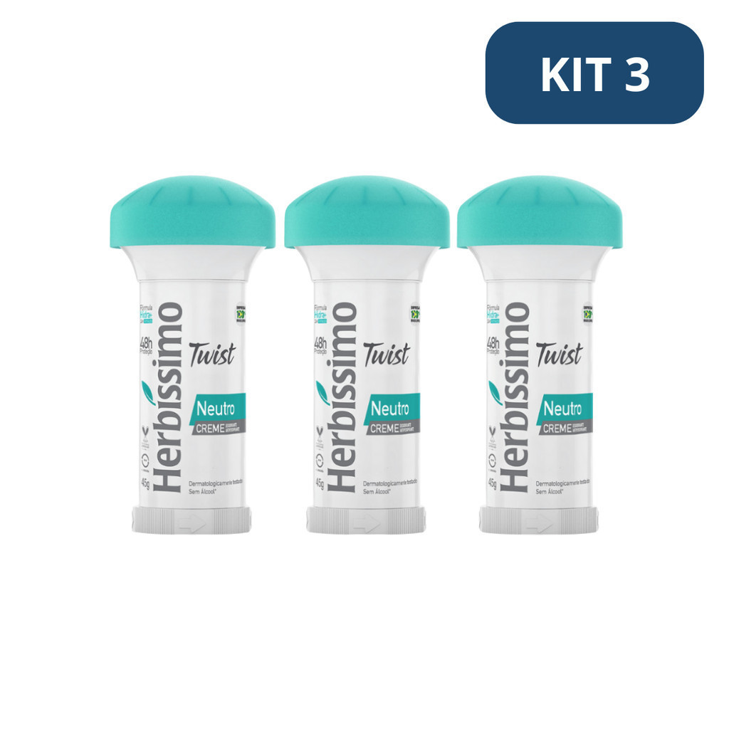 Kit 3 Desodorante  Herbissimo Twist Neutro 45G em Oferta na Shopee