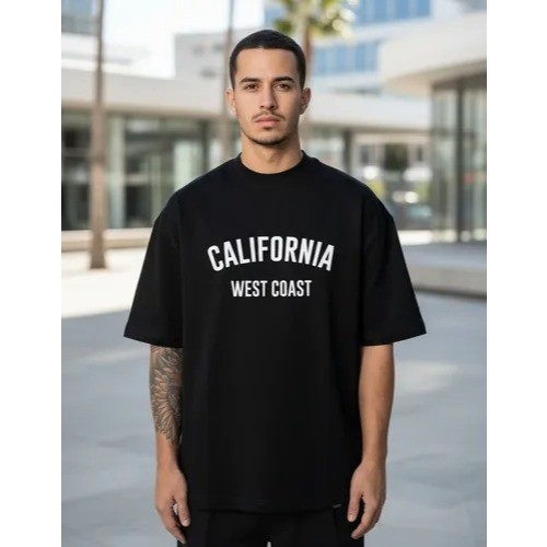 Camiseta Oversized California West Coast Basic Streetwear Camiseta Estampada 100% Algodão
