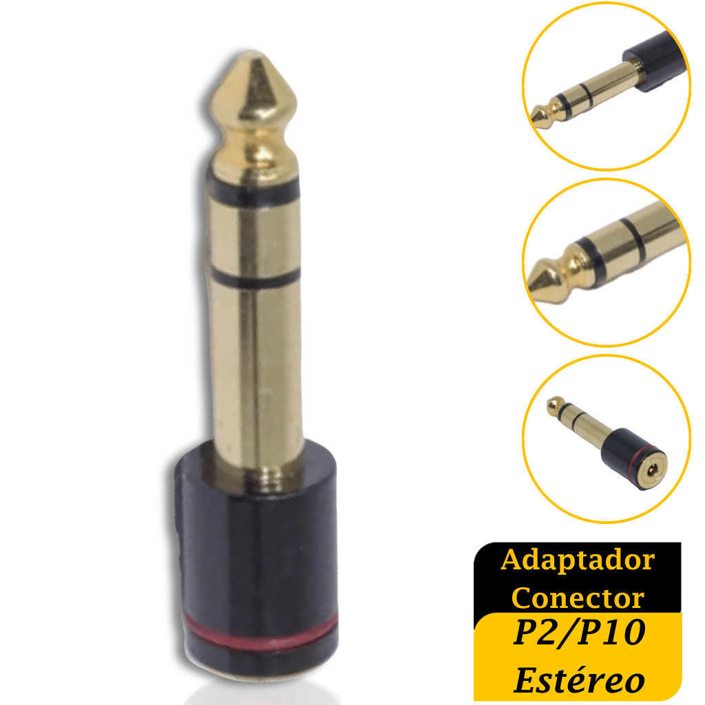 Adaptador Plug P2 Fêmea Para P10 Macho Estéreo Profissional Fone Mesa De Som Teclado · foto 2