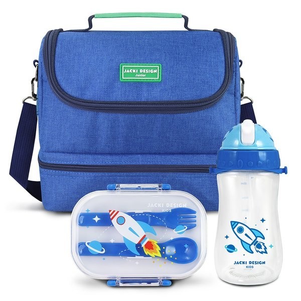Kit Lancheira Térmica, Pote p/ Lanche e Garrafa 460ml Infantil - Azul