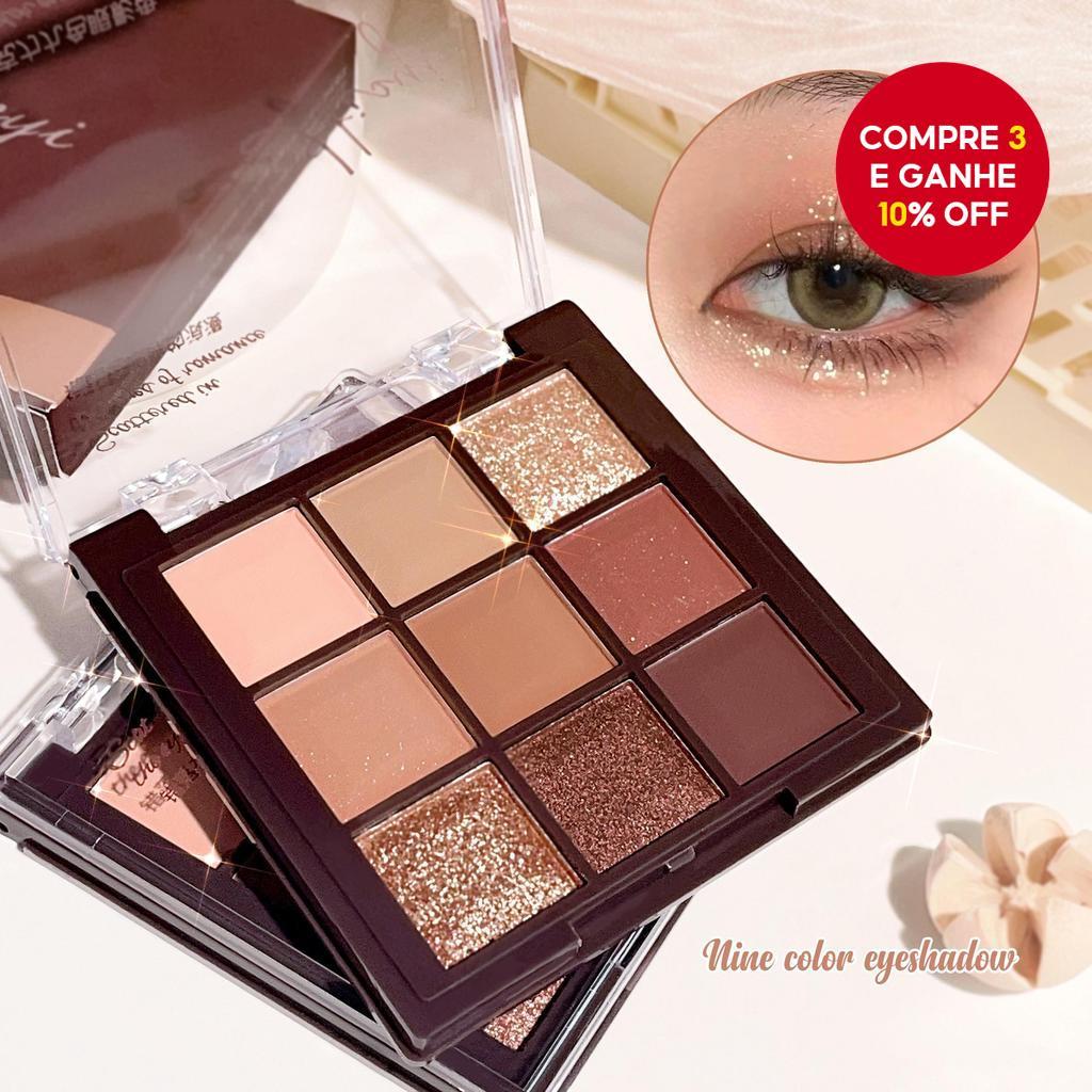 Sombra Para Olhos Chocolate, Nove Tons Matte, Perlada, Brilho Sutil Com Lantejoulas E Tonalidade terrosa