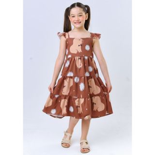 Vestido infantil menina estampa da Capivara na cor Marrom em Oferta na Shopee
