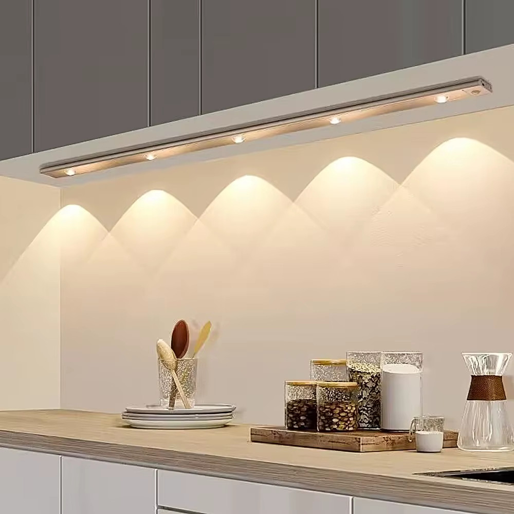 Ultra fino diodo emissor de luz 50/60cm armário lâmpada pir sensor de movimento sem fio usb recarregável luz