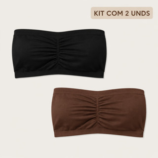Kit 2 Sutiã Tomara que Caia com Bojo Removível Conforto Microfibra Soutien sem alça conforto Soutien Bojo em Oferta na Shopee