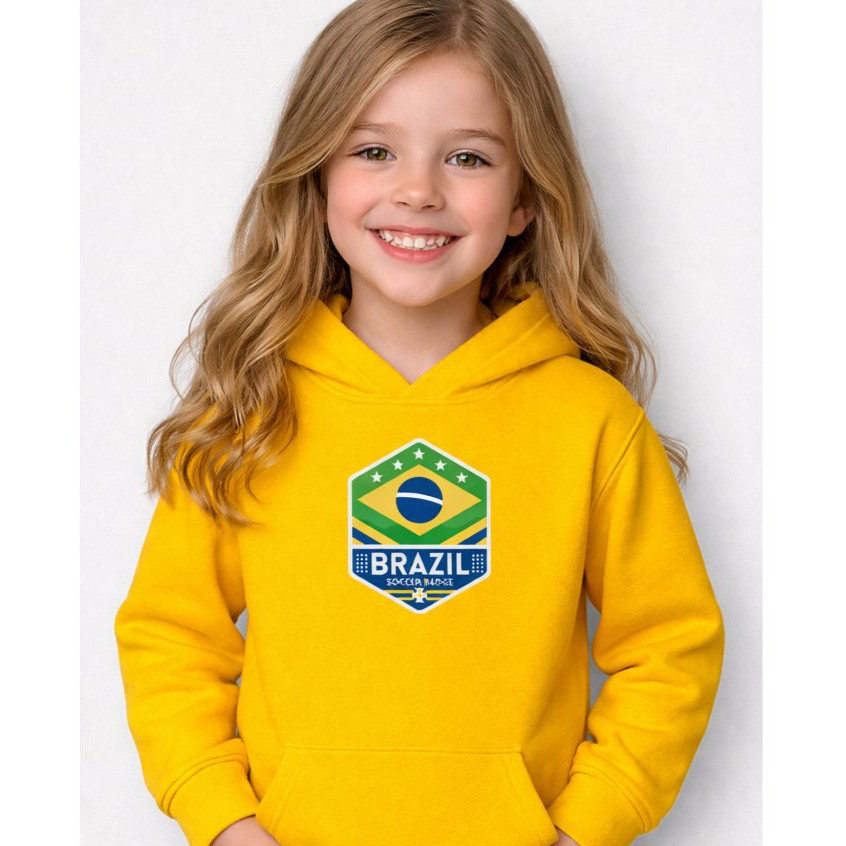 Moletom Infantil Brasil Meninos Meninas Copa 2026 Retangulo Jogos