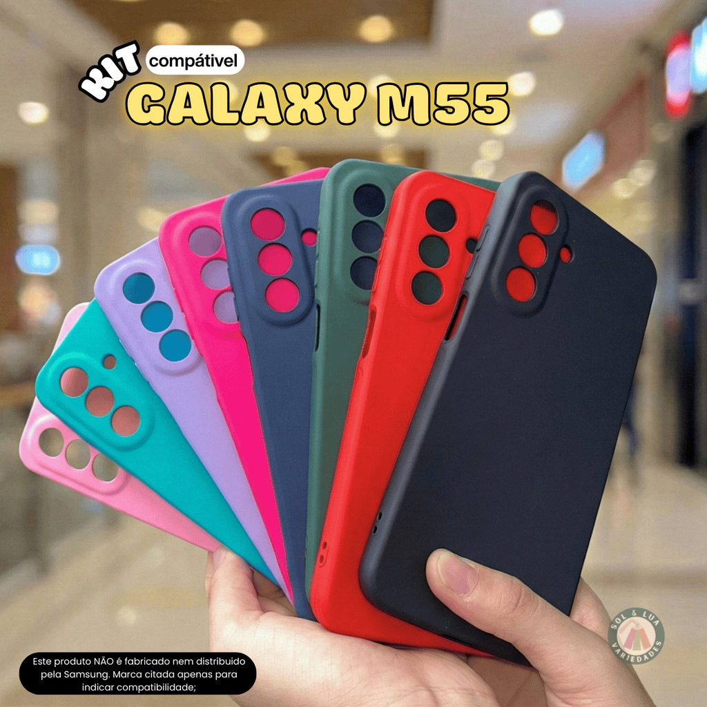 Kit Capa Capinha compatível com Galaxy M55 + Película 3D Cerâmica Privacidade Câ