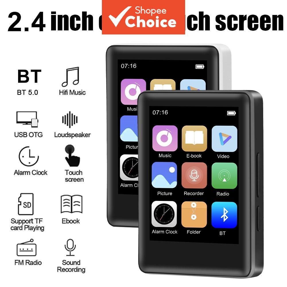  MP3 MP4 Bluetooth 5.2 Player Tela de Toque 2,4 Polegadas MP4 MP5 Reprodução de Vídeo Caixa de Som Música Áudio HI-FI