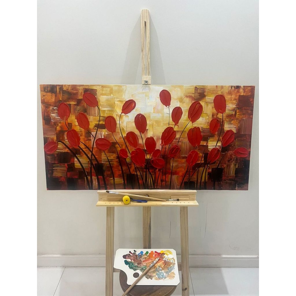 Pintura de oleo Quadro Decorativo Para Sala Pintura A Mão 52cm x 103cm