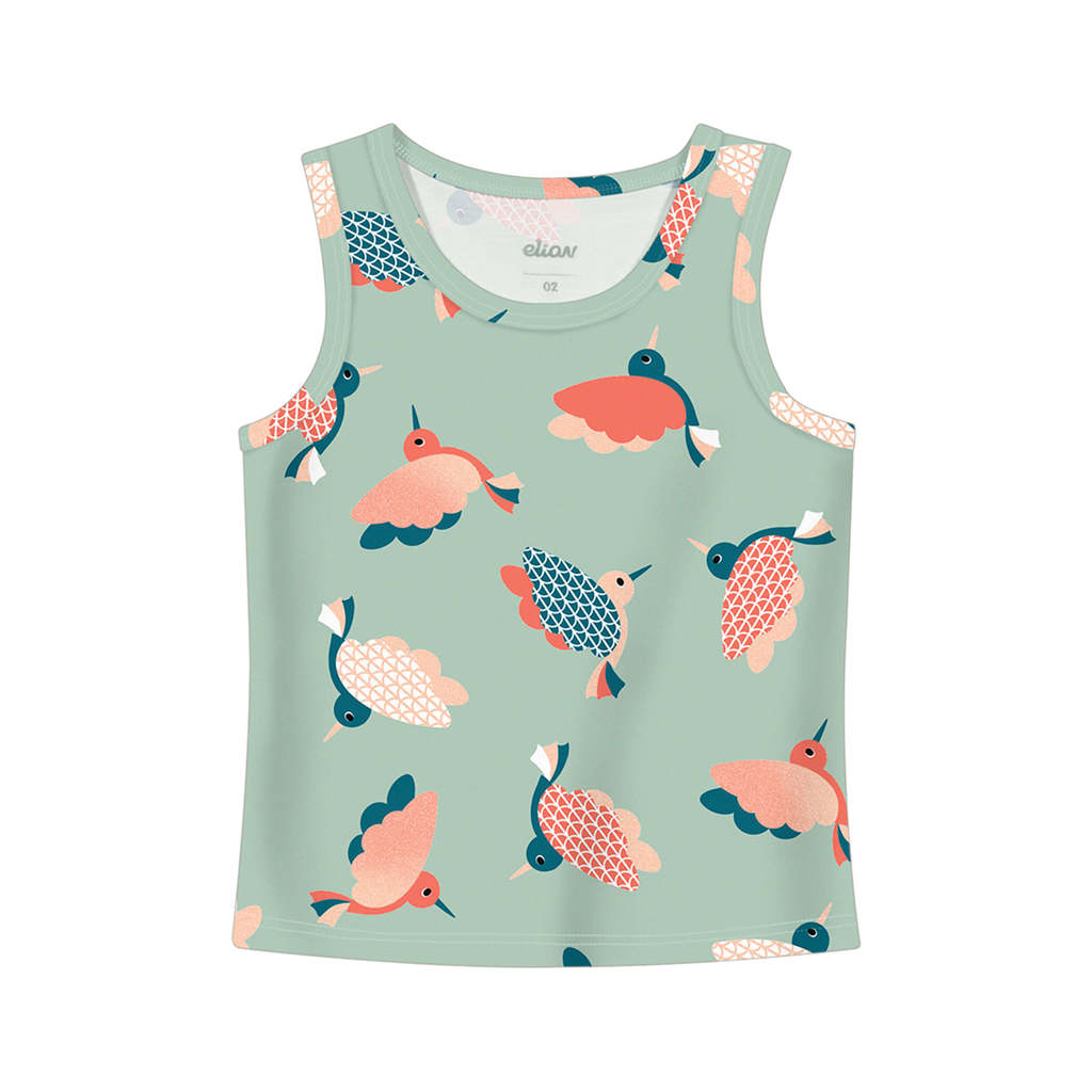 Regata Infantil Menina Estampada Elian Verde Regata Infantil Menina Estampada Elian Verde