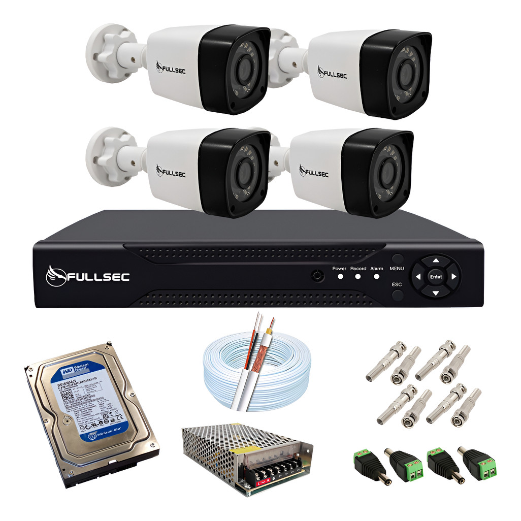 Kit Cftv 4 Câmeras Bullet 25 Metros Dvr 4 Canais Hd 1tb