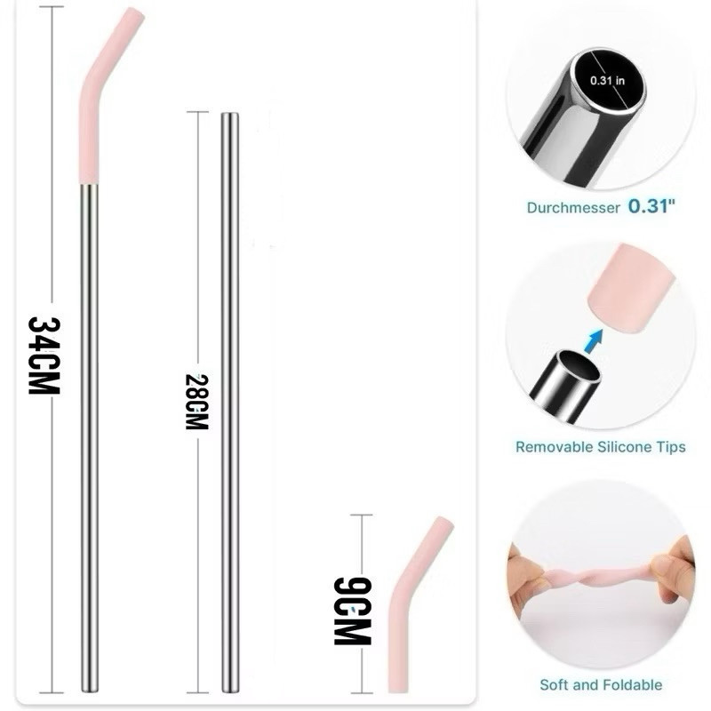 Canudo 28cm inox + ponteira bico silicone para copo 1200ml + em 1200 todas as cores reposição em Oferta na Shopee