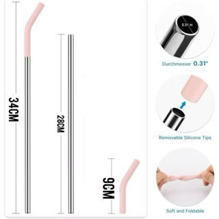 Canudo 28cm inox + ponteira bico silicone para copo 1200ml + em 1200 todas as cores reposição em Oferta na Shopee