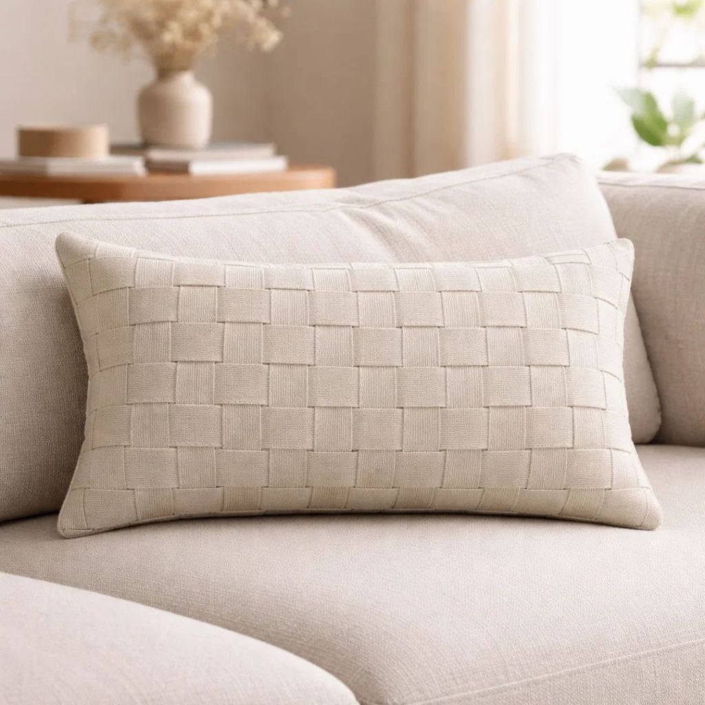 Capa de Almofada Baguete 30x50cm – Macramê Trançada em Algodão Cru Estilo Boho em Oferta na Shopee