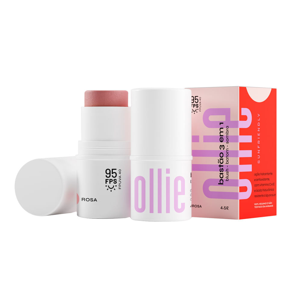 Bastão 3 em 1 Ollie FPS 95 Rosa 4,5g em Oferta na Shopee