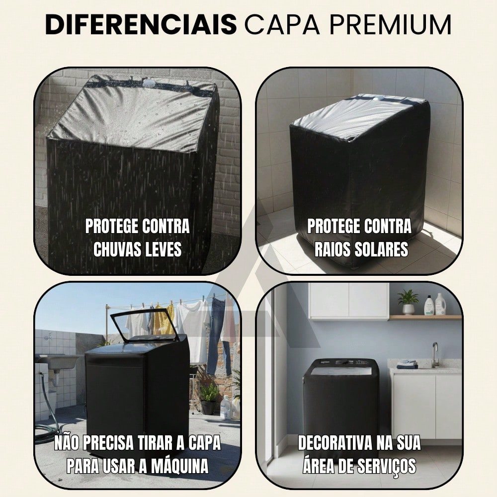 Capa Protetora Lavadora de Roupas Midea 13kg Wave Agitator Sistema Ciclone Com Abertura em Ziper — imagem 2 de 2