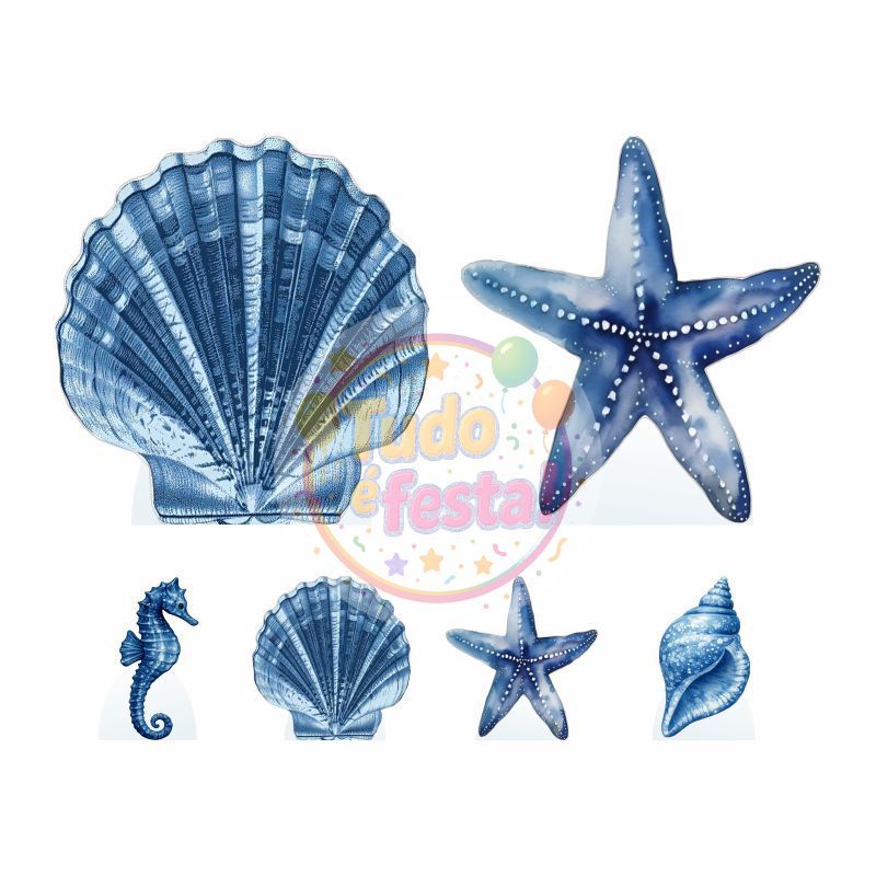 DISPLAYS EM MDF FUNDO DO MAR AQUARELA AZUL  para Decoração de Festa M1 em Oferta na Shopee