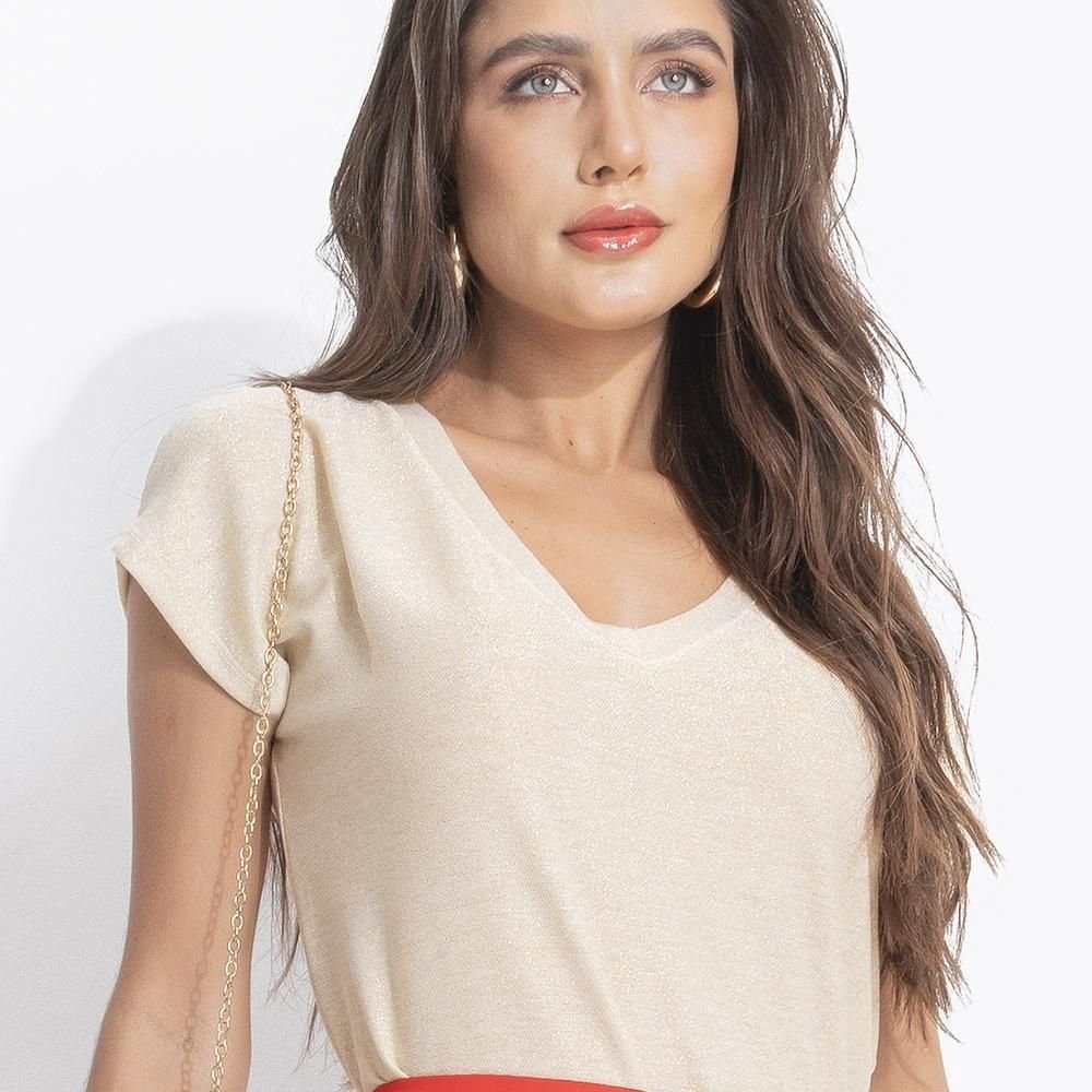 Blusa Em Lurex Dourada Quintess