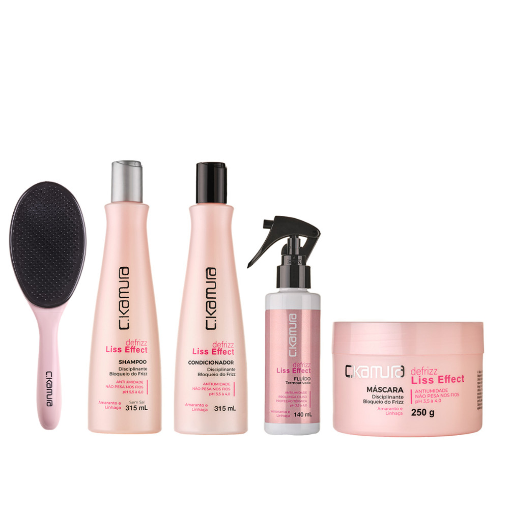 Kit Antifrizz Profissional C.Kamura Liss Effect 4 em 1 com Escova Hair Free