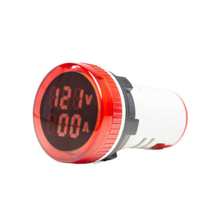 Indicador Digital Redondo de Tensão e Corrente 0-100A 22mm - 50/500VCA - Vermelho