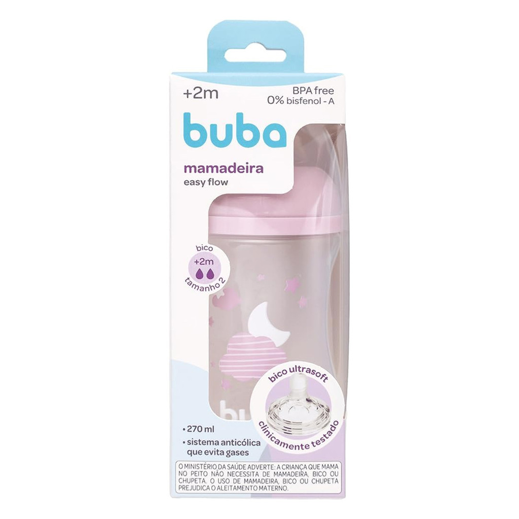 Mamadeira Buba Easy Flow Nuvem Rosa 270ml em Oferta na Shopee