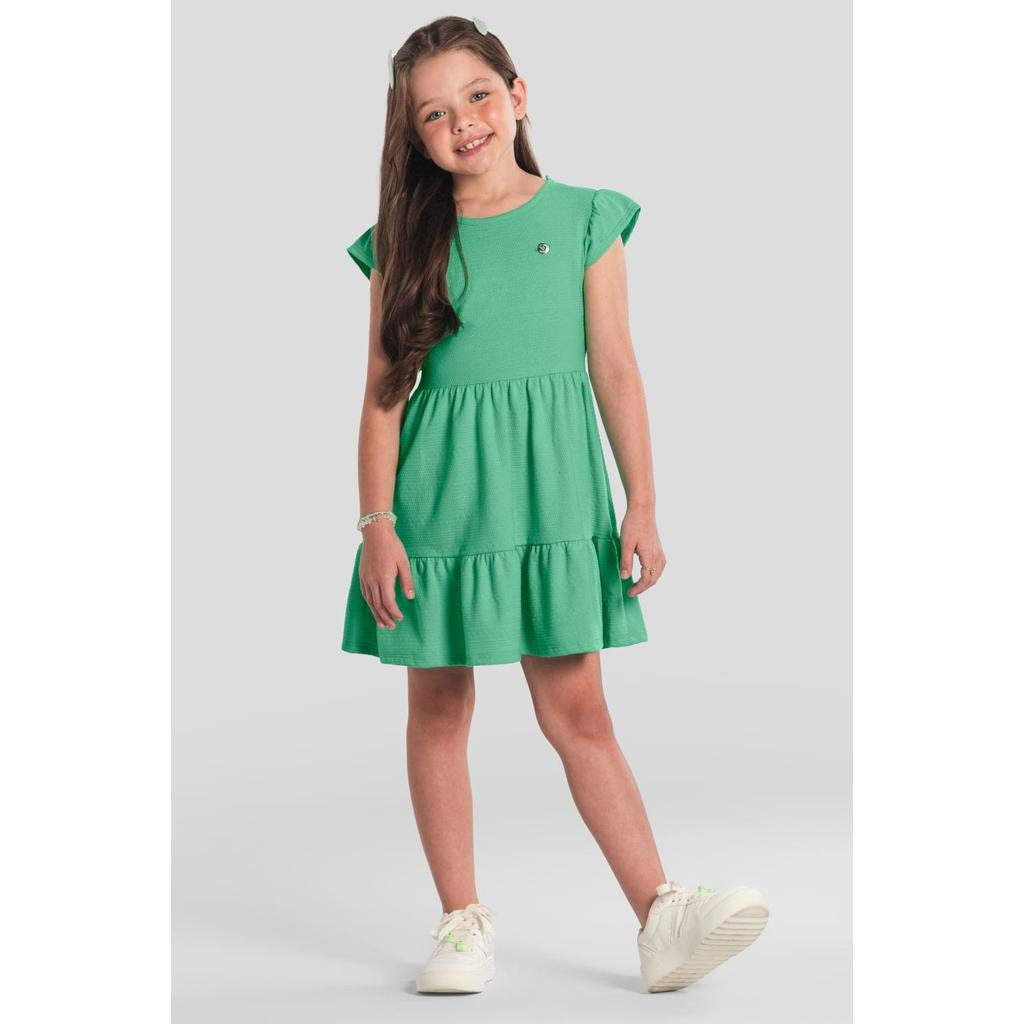 Vestido infantil menina em malha listrada Brandili -Verde