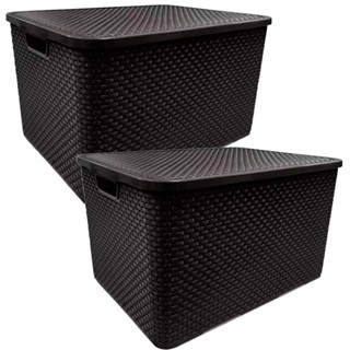 Kit 2 Caixas organizadoras com tampa 15 litros - Rattan - Arqplast em Oferta na Shopee