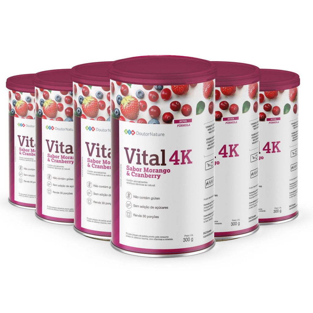 Vital 4k Sabor Morango e Cranberry Original ( 6 Latas )