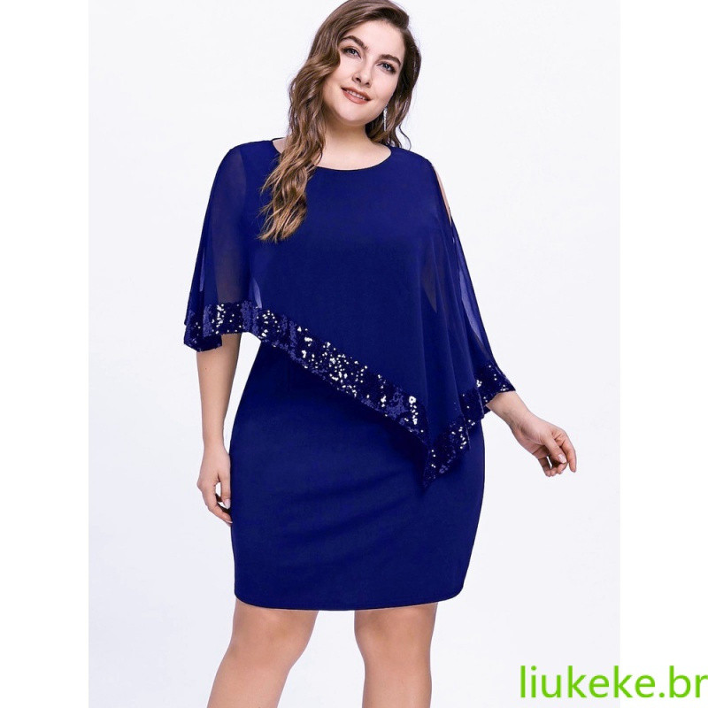 Vestido de Festa Feminino Plus Size Ushly em Tule com Salto 19896 UVSX