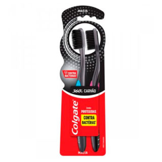 Escova de Dente Colgate 360º Carvão 2 Unidades em Oferta na Shopee