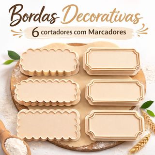 Kit 6 Cortadores de Biscoito Bordas Decorativas com Puxador molde cortador para biscoito utensílios para confeitaria
