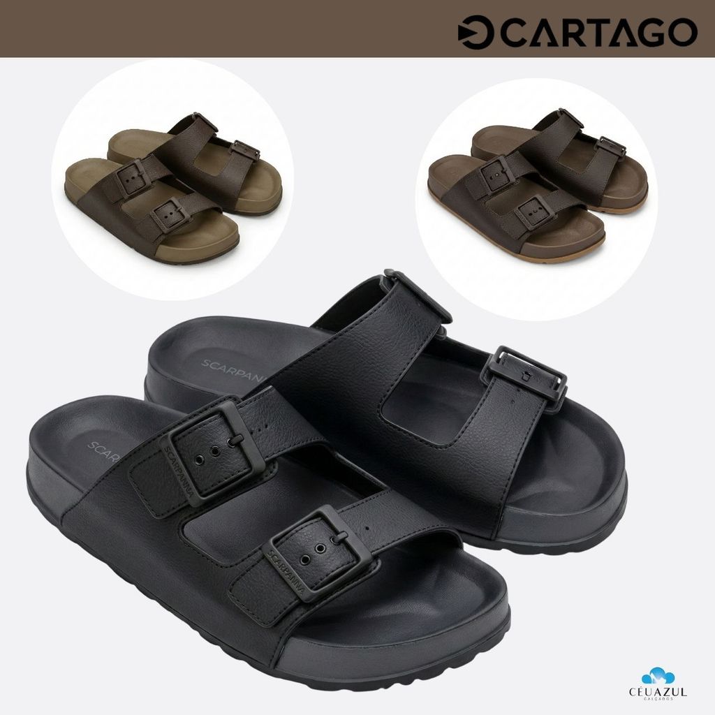 Sandália Masculina Cartago Milão III Conforto Original em Oferta na Shopee