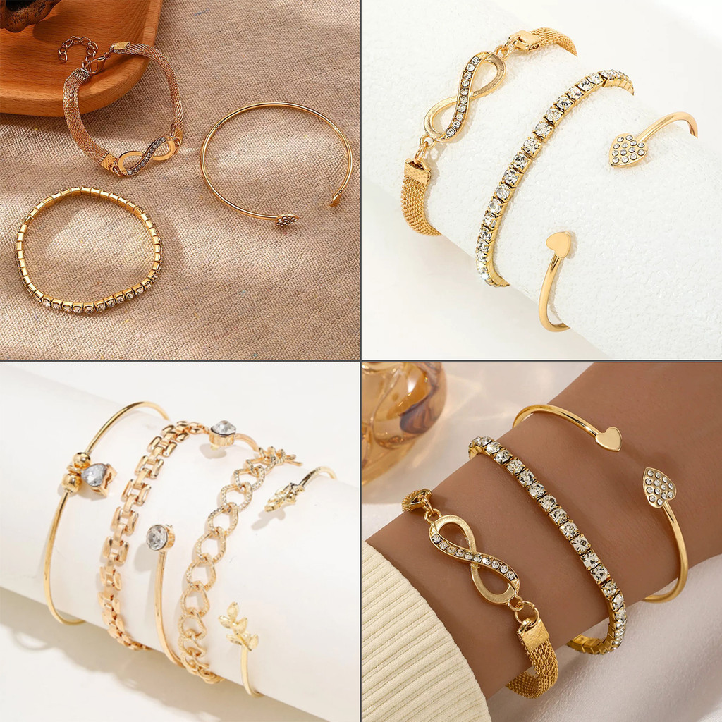 3/5 Peças Conjunto Pulseira Geométrico Moda Geométrico de Círculo Torcido Bracelet Pulseira de Joias Femininas em Oferta na Shopee
