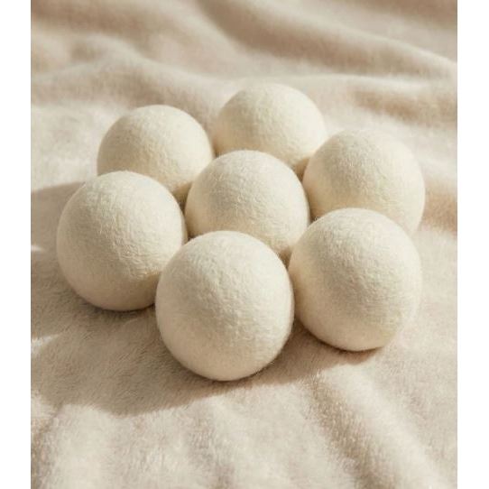 Kit 6 Dryer Balls - Bolas De Lã Natural - Seca Rápido, Tira Pelos, Amacia Sem Química, Reutilizável, Lavadora e Secadora