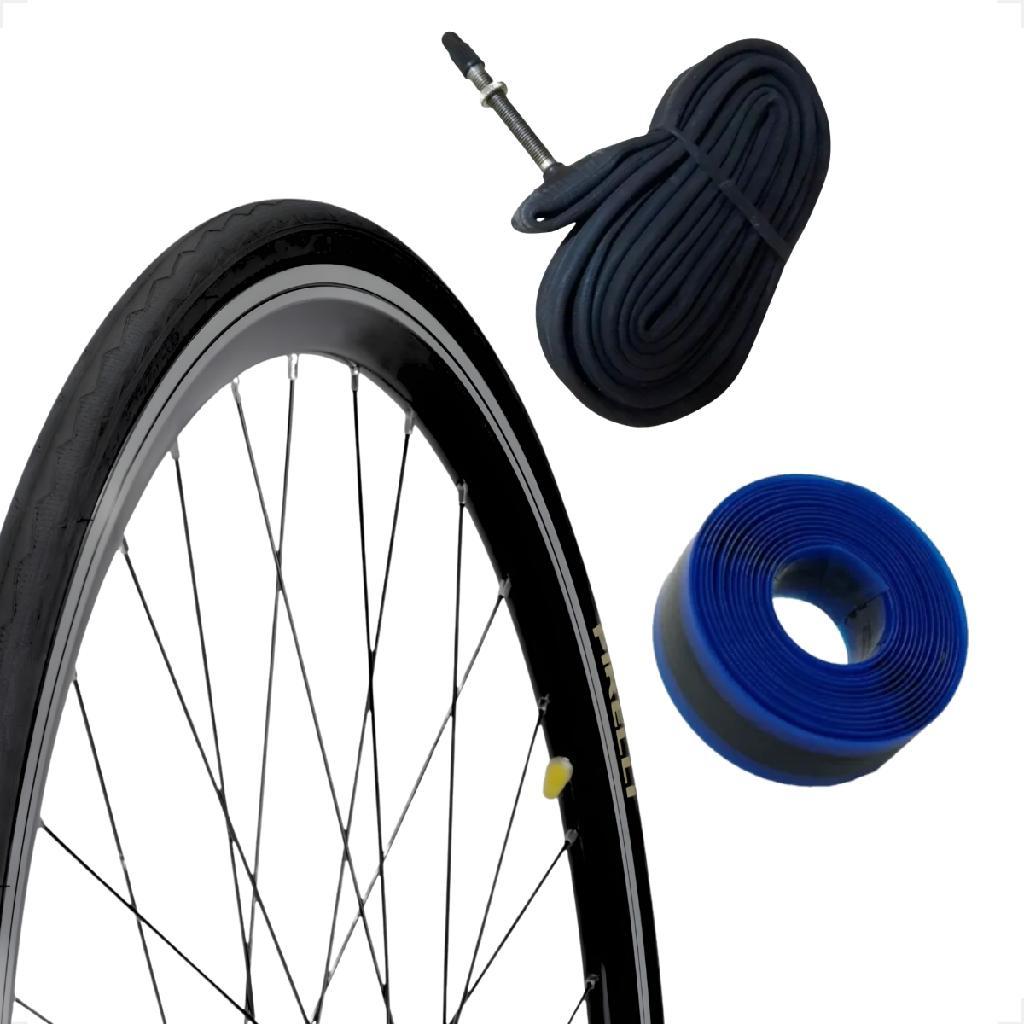 Pneu Bicicleta Speed Pirelli Tornado Alfa aro 700 X 25 + Camara Bico fino 60mm Brinde Fita antifuro
