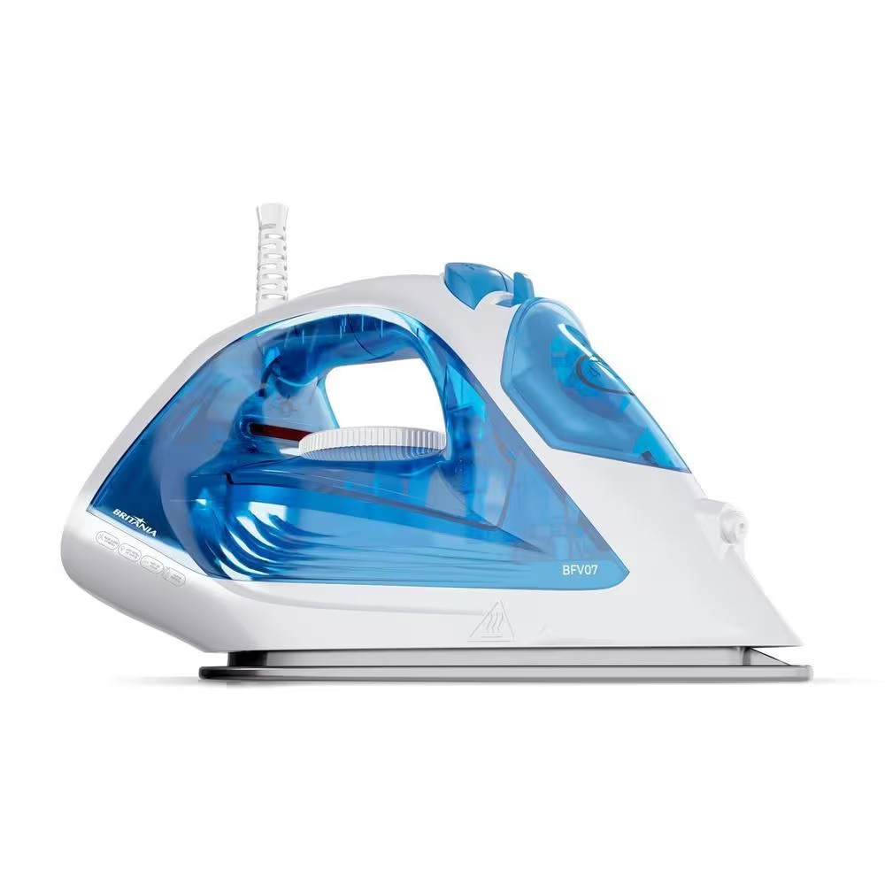 Ferro de Passar BF07 Base Antiaderente Vapor Vertical Reservatório Azul Britânia