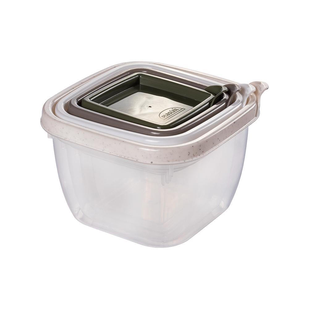 Kit 4 Potes Encaixáveis Quadrados Plástico Conect Plasútil