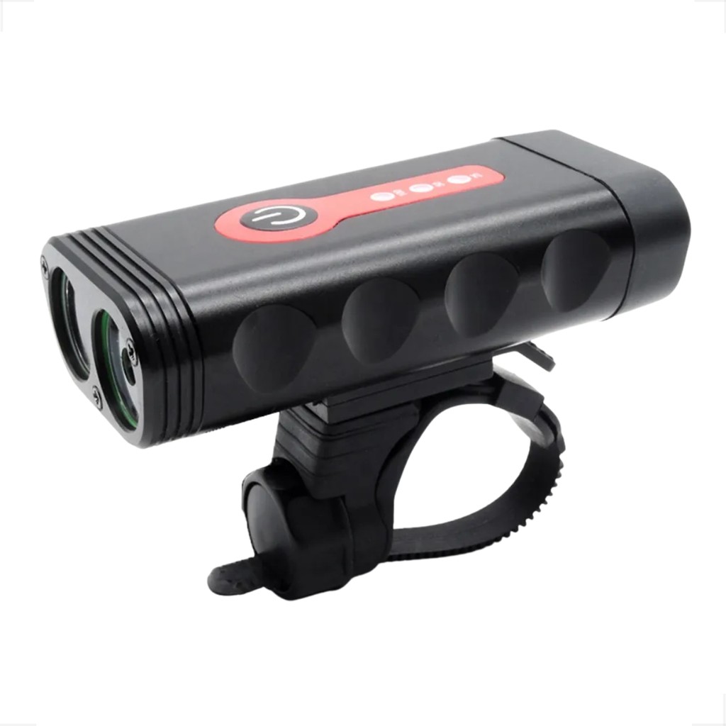LANTERNA FAROL BIKE 2 LEDS 900 LUMENS FORTE 3 FUNCOES RECARREGAVEL ALUMINIO PRETO SHIVER HIGHONE