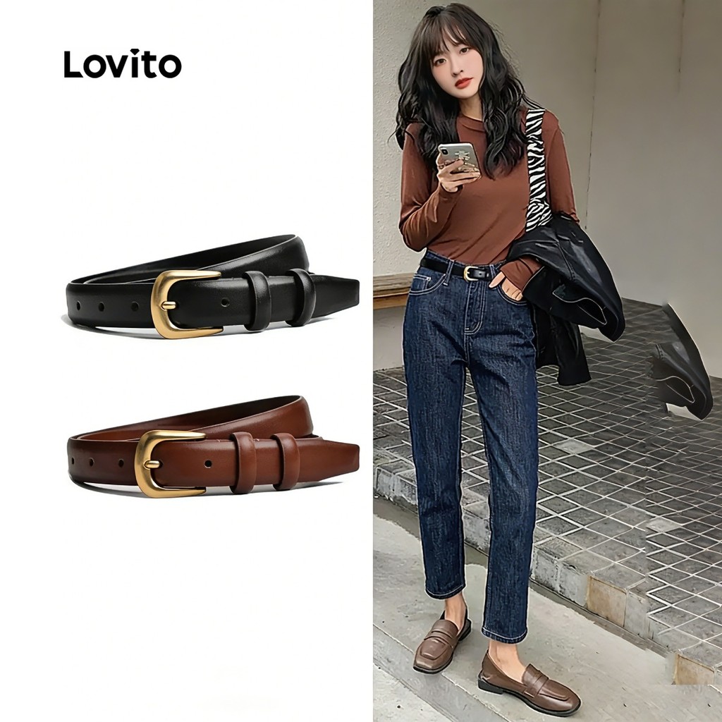 Lovito Cinto Clássico E Versátil Para Deslocamentos Diários Com Estilo Retrô Casual LFA111099 em Oferta na Shopee