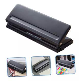 Perfurador preto de 6 furos, perfurador de papel de folhas soltas, distância de furo ajustável, abertura adaptada a 5.5 em Oferta na Shopee