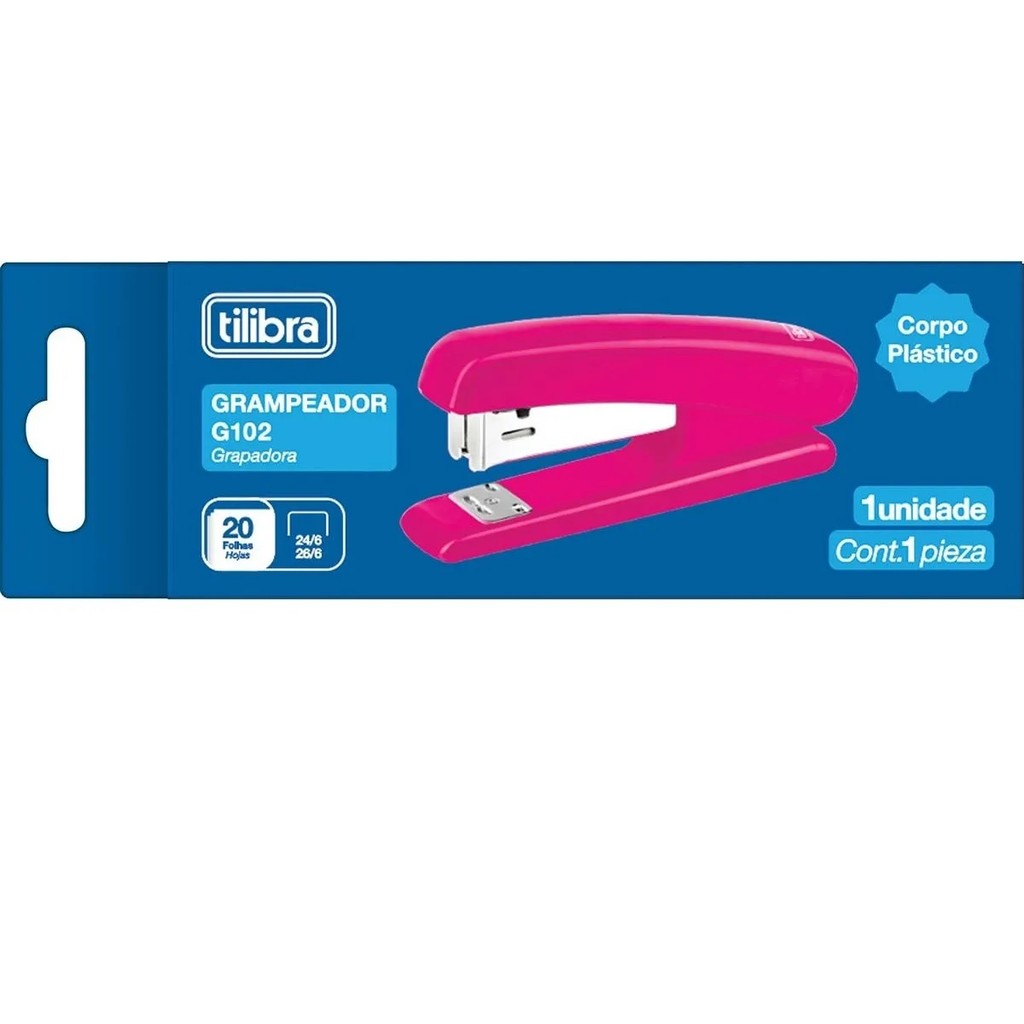 Grampeador De Mesa Tilibra G102 Rosa 20 Fls