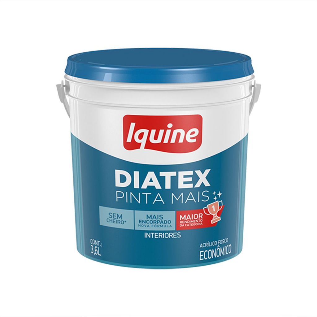 Tinta Látex Econômica Branco Neve aveludado 3,6L Diatex Pinta Mais Iquine