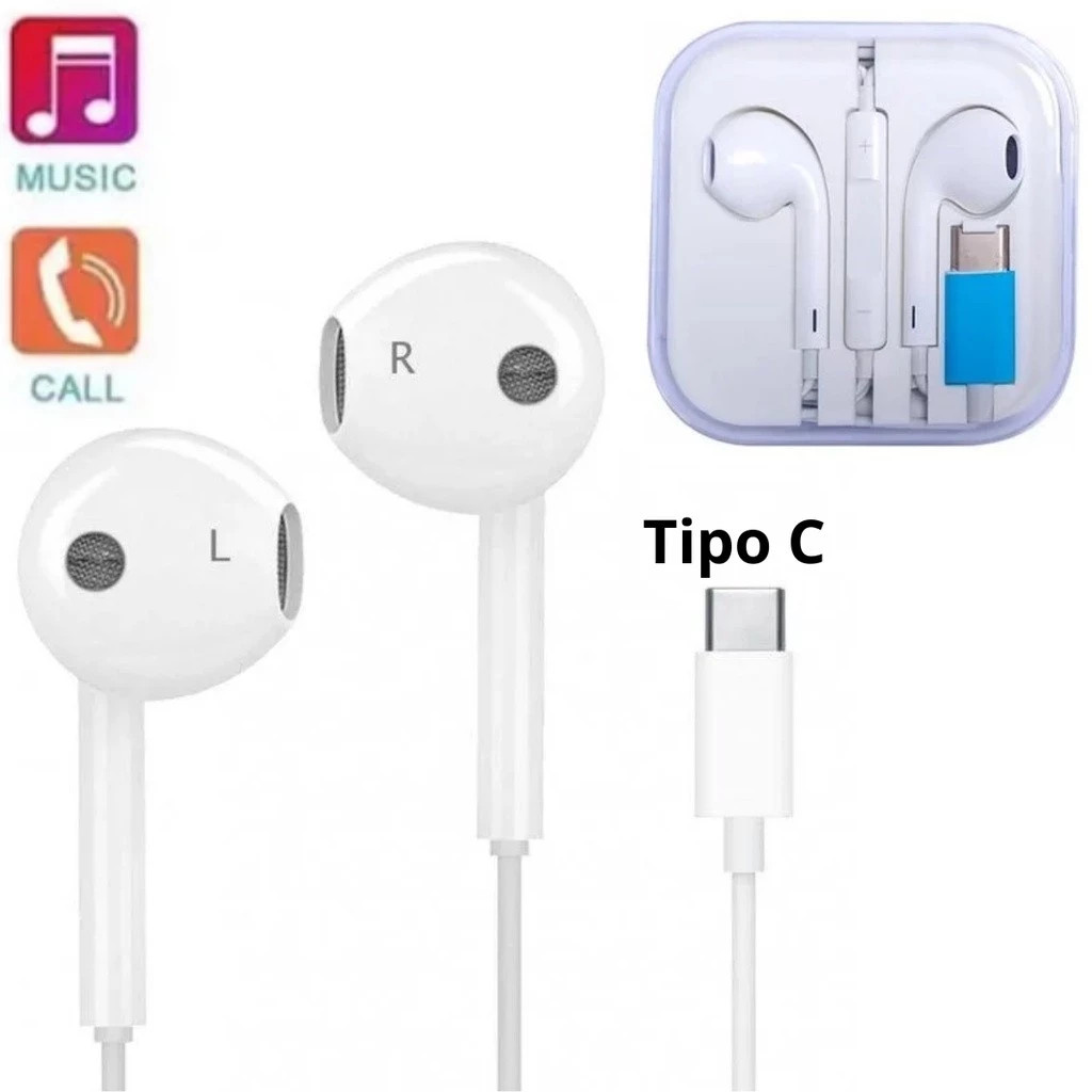 Fone De Ouvido Tipo C USB-C Som Alta Qualidade Com Garantia Compatível Todas As Marcas E Modelos