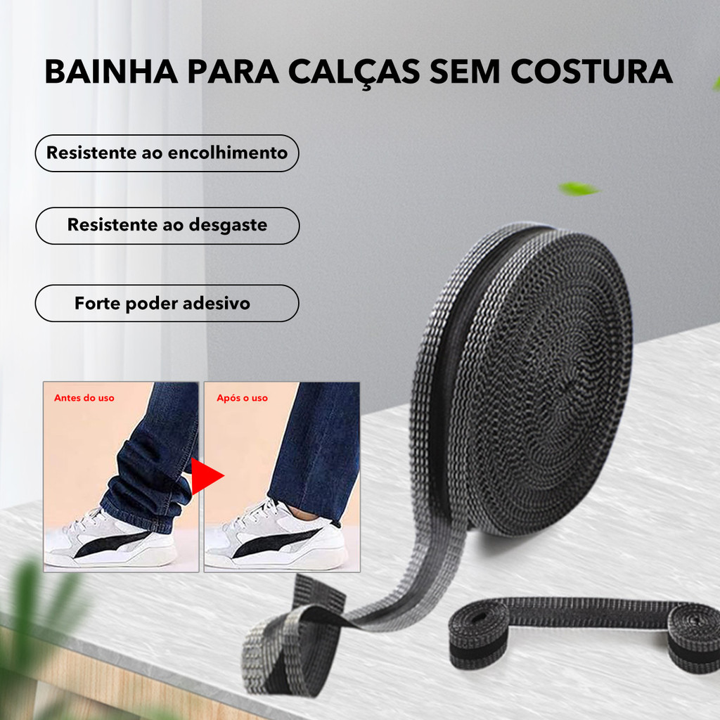 【Pronta Entrega】Fita Termocolante para Bainha de Calças Sem Costura Adesiva Forte Multiuso para Jeans e Cortina