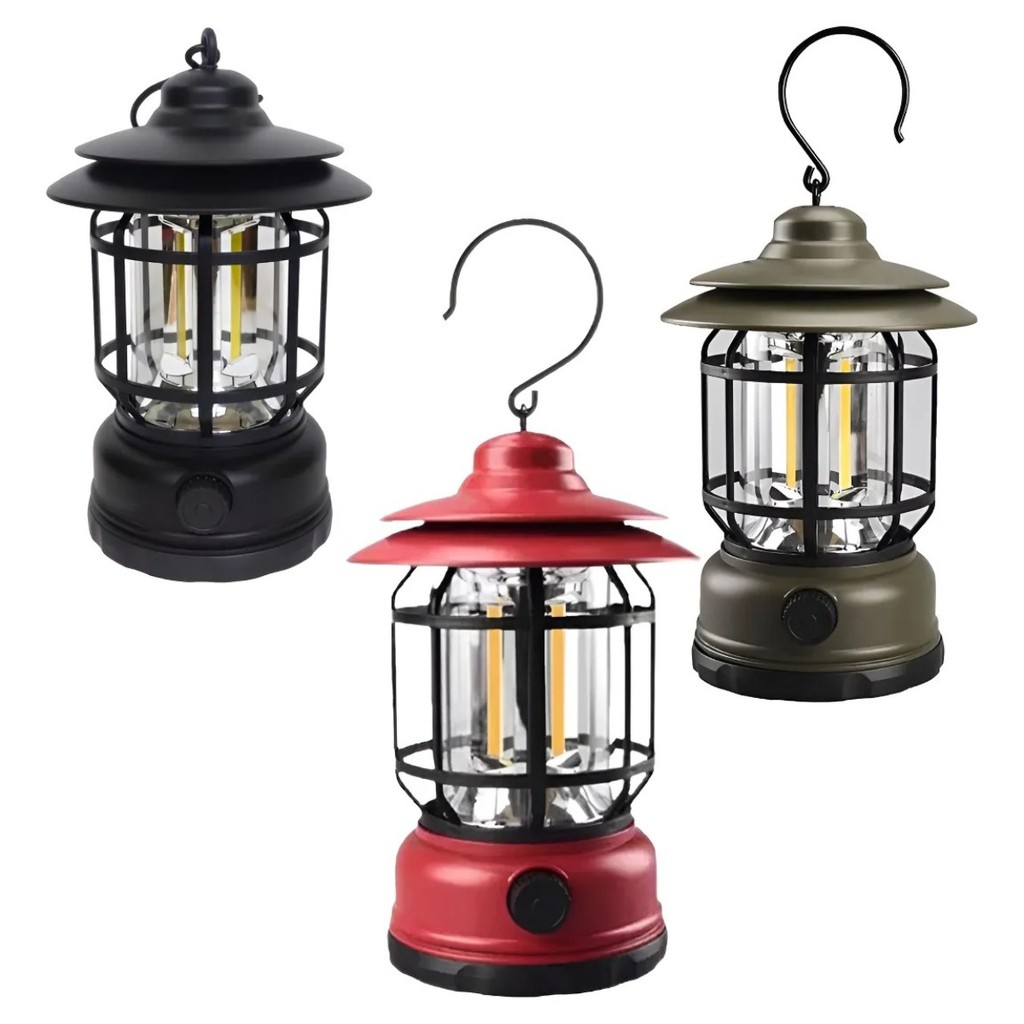 Lampião Luminária Recarregável USB Camping Led Retro Luz Regulável