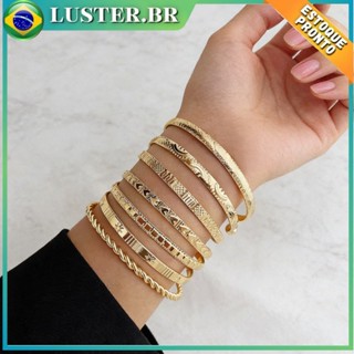 Kit Pulseiras Femininas Douradas Vintage Conjunto Braceletes Boho Moda Feminina Elegante em Oferta na Shopee