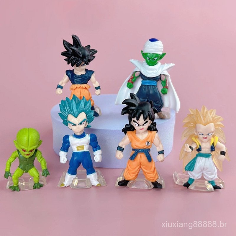 6 Pçs/Set 4-9cm Anime Bola De Dragão Z Figura Filho Goku Vegeta Super Saiyan Frieza Broli Célula Torankusu Piccolo Gotenk